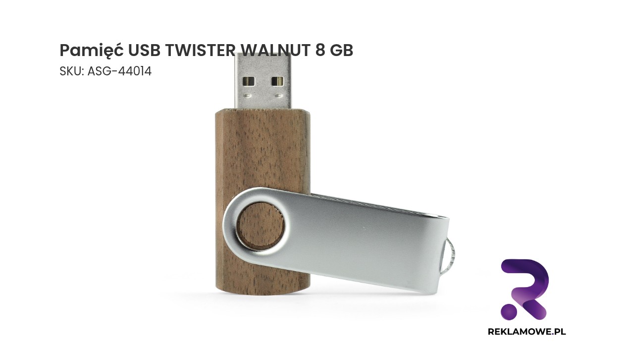 Pamięć USB TWISTER WALNUT 8 GB Pamięć USB Twister z drewnianą obudową wzór orzech 8 GB