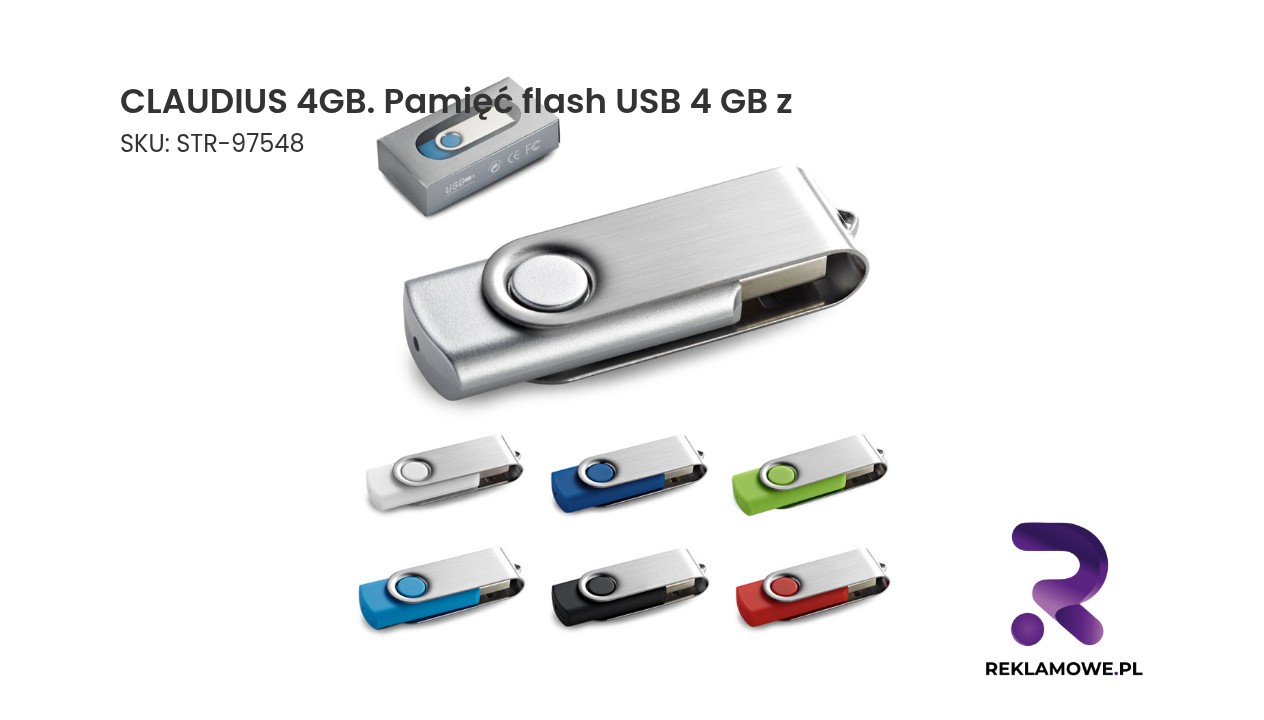 CLAUDIUS 4GB. Pamięć flash USB 4 GB z metalowym klipsem CLAUDIUS 4GB - pamięć flash USB 4 GB