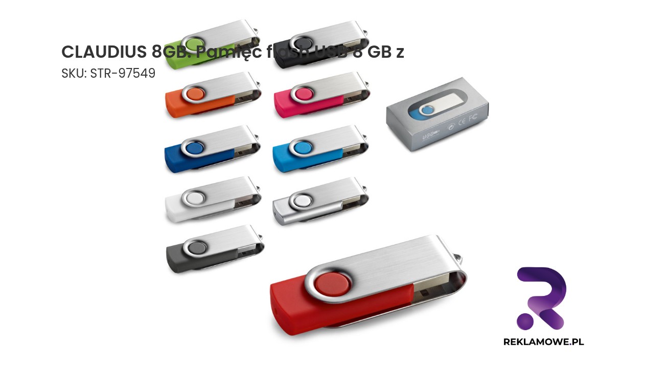 CLAUDIUS 8GB. Pamięć flash USB 8 GB z metalowym klipsem CLAUDIUS 8GB pamięć flash USB 8 GB
