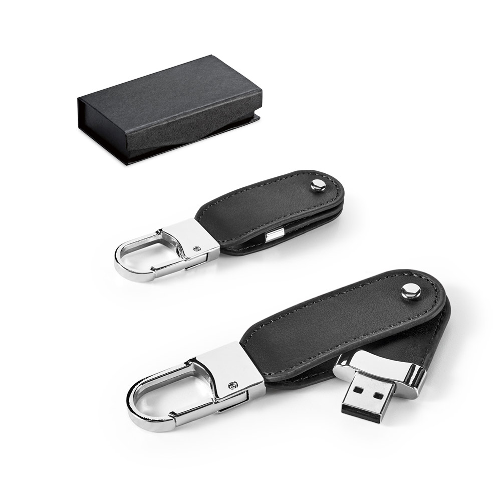 BRAGG 8GB. Pamięć USB o pojemności 8 GB z PU i karabińczykiem 97438_set