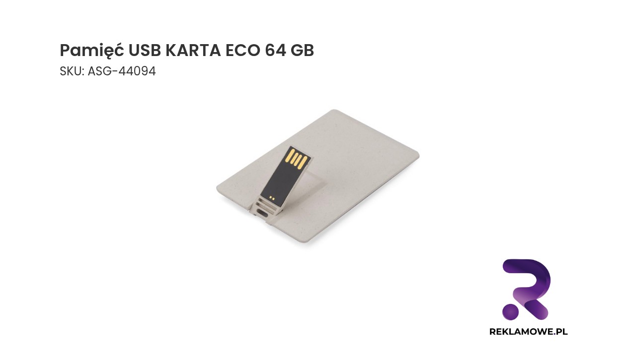 Pamięć USB KARTA ECO 64 GB Pamięć USB KARTA ECO 64 GB – ekologiczny pendrive w kształcie karty