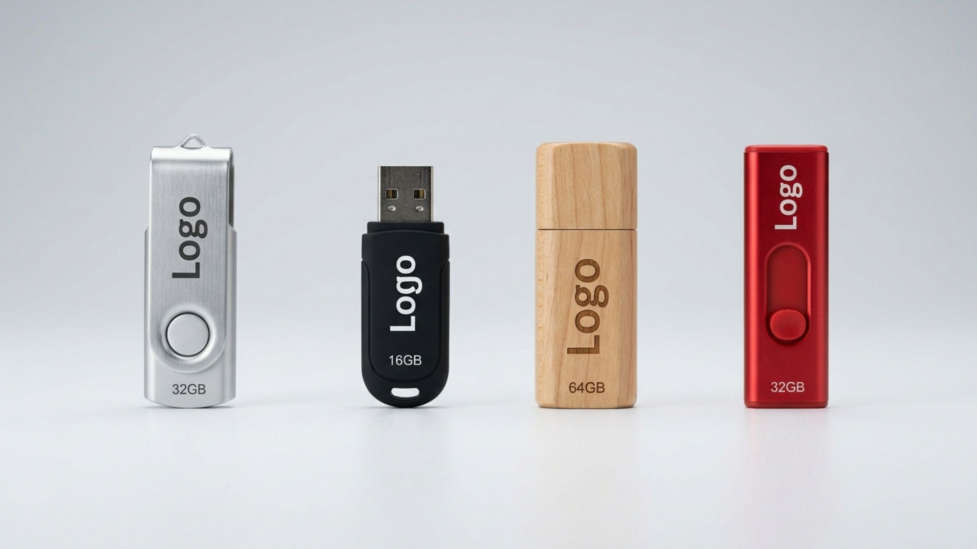 Personalizowane pamięci USB z logo w różnych obudowach